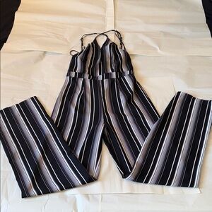 Revamped Black and White Striped Jumpsuit